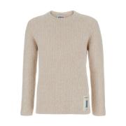 Autry Beige Crewneck Sweater med Logo Patch Beige, Herr