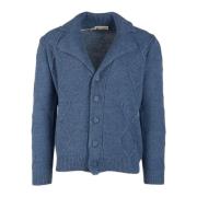 Cashmere Company Blå Lapel Krage Kofta Alpacka Ull Blue, Herr