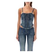 Misbhv Blått Denim Korsett Toppplagg Blue, Dam