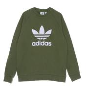 Adidas Klassisk Trefoil Crewneck Sweatshirt Oliv/Vit Green, Herr