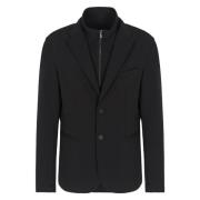 Armani Exchange Svarta Neopren Zipjackor Black, Herr