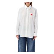 Comme des Garçons Vit Hjärta Patch Skjorta White, Dam