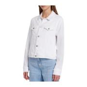 7 For All Mankind Klassisk Trucker Denimjacka Vit White, Dam