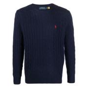 Ralph Lauren Lyxigt Ull Cashmere Stickat Blue, Herr