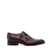 Santoni Burgundy Degrade Monk Calf Skor Red, Herr