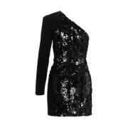 Pinko Paljett Enaxlad Klänning Black, Dam