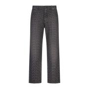 Balmain Jacquard Straight-Leg Jeans Grå Gray, Herr