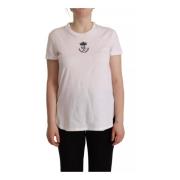 Dolce & Gabbana Krontryckt Krage T-shirt White, Dam