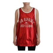 Dolce & Gabbana Röd Logo Print Ärmlös Jersey Topp Red, Dam