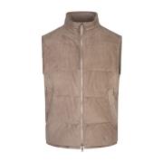 Ermenegildo Zegna Khaki Mocka Vadderad Gilet Kappa Green, Herr