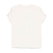 Liu Jo Satin Finish Panel T-shirt med Faux-Pearl Detaljer White, Dam