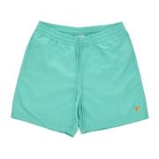 Carhartt Wip Aqua Grön/Guld Badshorts med Mesh Blue, Herr