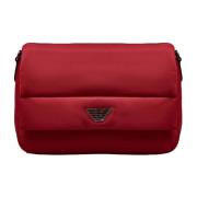 Emporio Armani Nylon Örn Plakett Axelväska Red, Dam