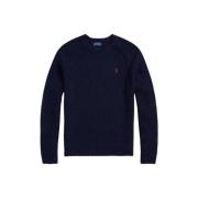 Polo Ralph Lauren Blandad ull rund hals stickad tröja Blue, Herr