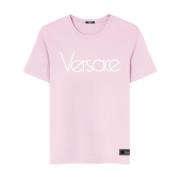 Versace Rosa Jersey Logo Print T-shirt Pink, Dam