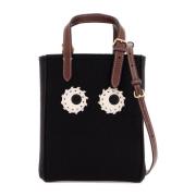 Anya Hindmarch Mini Filt Toteväska med Ögon Design Black, Dam