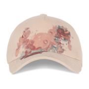 Balmain Sky Printed Cotton Cap Beige, Dam