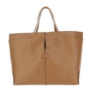 Tod's Kalvskinnväska med Präglat Logotyp Beige, Dam