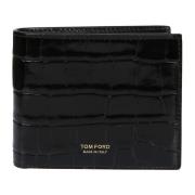 Tom Ford Tryckt Krokodil Bifold Plånbok Black, Herr