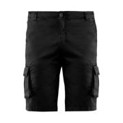 BomBoogie Cargo Bermuda Shorts i Stretch Gabardine Black, Herr