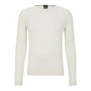 Boss Slim-Fit Virgin Wool Sweater - Vit - S White, Herr