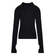 Courrèges Stilren Mockneck Sweater Black, Dam