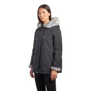 Canadiens Svart Parka Jacka med Eco Fur Huva Black, Dam