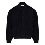 Laneus Varsity Bomber Jacket i Bouclé Merino Wool Black, Herr