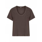 Gustav Brun Suri T-shirt, Bomull-Elastan Blandning Brown, Dam