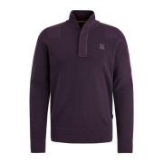 PME Legend Halv Zip Bomullstickad Tröja Purple, Herr