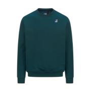 K-Way Bomull Crewneck Sweatshirt med Logo Green, Herr