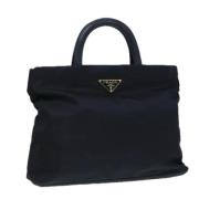 Prada Vintage Pre-owned Nylon handvskor Blue, Dam