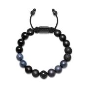 Nialaya Men's Beaded Bracelet with Black Agate, Matte Onyx and Lava St...