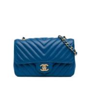 Chanel Vintage Pre-owned Laeder axelremsvskor Blue, Dam