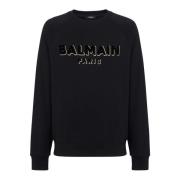 Balmain Metallic flocked sweatshirt Black, Herr