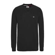 Tommy Jeans Rak passform 100% bomullstickad tröja Black, Herr