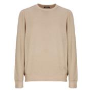 Fay Beige Ulltröja med Broderad Logotyp Beige, Herr