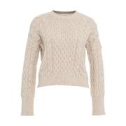 Kaos Brun Stickat Aw24 Stiligt och Mysigt Beige, Dam