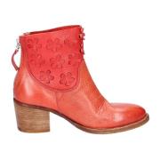 Moma Vintage Läder Ankelboots för Kvinnor Red, Dam