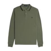 Fred Perry Långärmad grön polo med kant Green, Herr