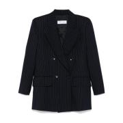 Max Mara Marinblå Pinstripe Blazer Blue, Dam