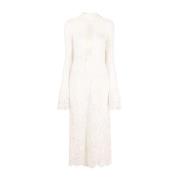 Paco Rabanne Ivory Lång Klänning Elegant Robe Stil Beige, Dam