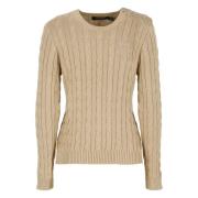 Ralph Lauren Beige Bomullströja med Broderat Logotyp Beige, Dam