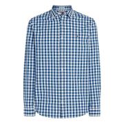 Tommy Hilfiger Rutig Poplin Skjorta Blue, Herr