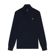 Lyle & Scott Quarter Zip Merino Bomullströja Blue, Herr