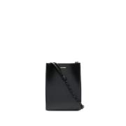 Jil Sander Svart läder crossbody-väska med logotyptryck Black, Dam