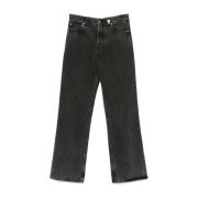 Alexander McQueen Svart Tvättad Denim Jeans Rak Ben Black, Herr