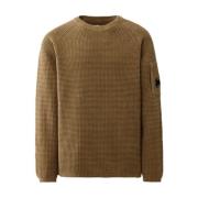 C.p. Company Grön Chenille Crewneck Vaffeltröja Beige, Herr