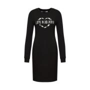 Love Moschino Modern Bomull Logo Klänning Black, Dam