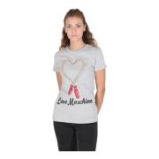 Love Moschino Ljusgrå Bomull T-shirt Gray, Dam